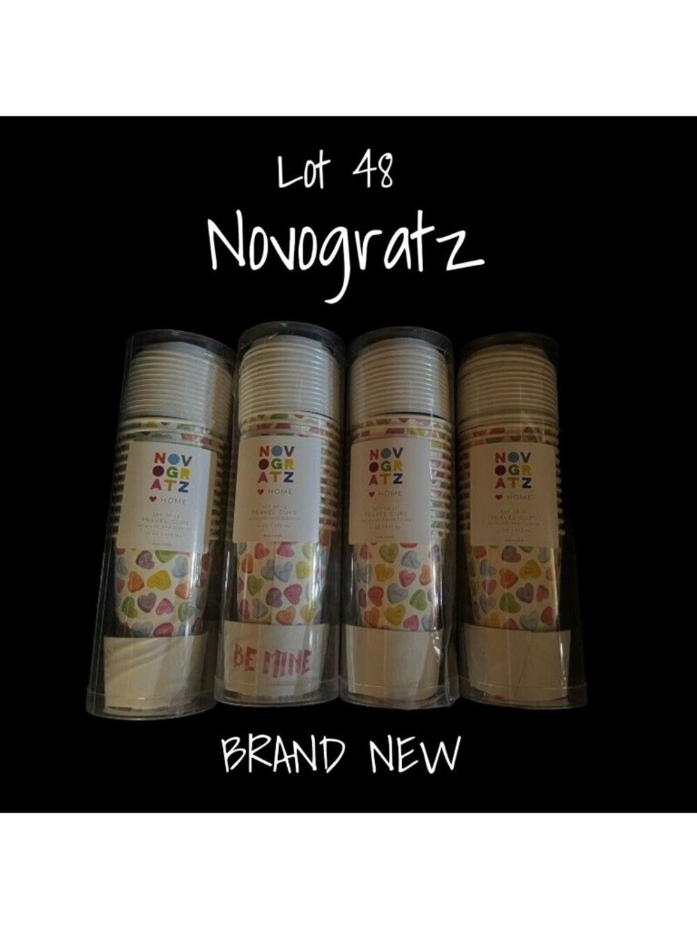 Novogratz Home Valentine's Be Mine 16oz Travel Cup Set - 48 Brand New